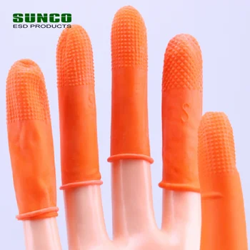 Orange Anti Slip Industrial Latex Finger Cots Antistatic Finger Stall