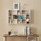 Modern Style Floating Cube Shelf Rectangular Wall Shelf With 7 Openings Geometric Display Storage Wall Shelf