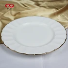 Purchase online Round Dish Dinner Plate ceramic plate with gold rim For Wedding Hotel Restaurant