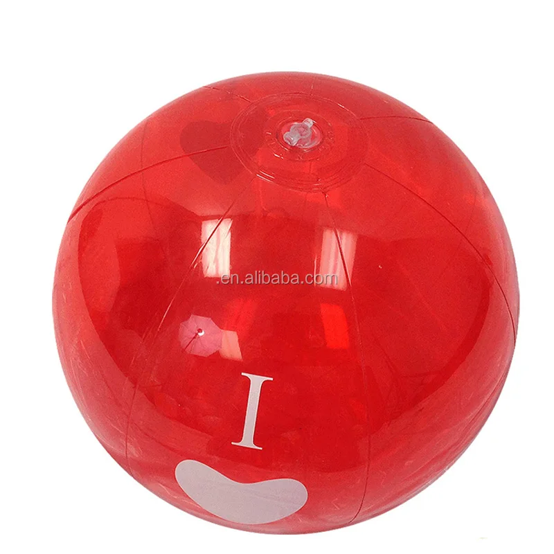 Wasserball Strandball aufblasbar ca transparent rot Ø30 cm Wasserspielzeug 
