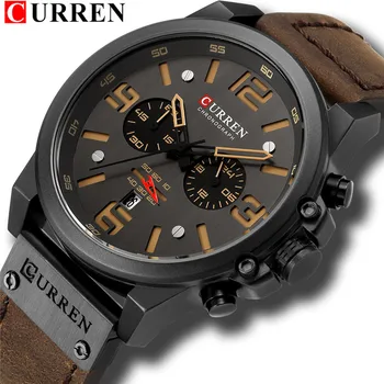 CURREN 8314 Watch Top Luxury Brand Waterproof Sport Wrist Chronograph Quartz Military Genuine Leather dropship dropshipping