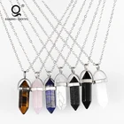 Stone Pendant Stone Pendant Necklace Wholesale Different Natural Crystal Bullet Stone Pendant Gemstone Long Necklace