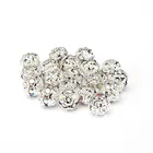Ab Beads Beads 8mm Nice 8mm Crystal AB Aurore Boreale Color Metal Style #1 Crystal Rhinestone Ball Shape Spacer Beads Silver Plated 20pcs Per Bag