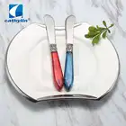 Custom christmas wedding favor acrylic plastic handle silver stainless steel spreader butter knife
