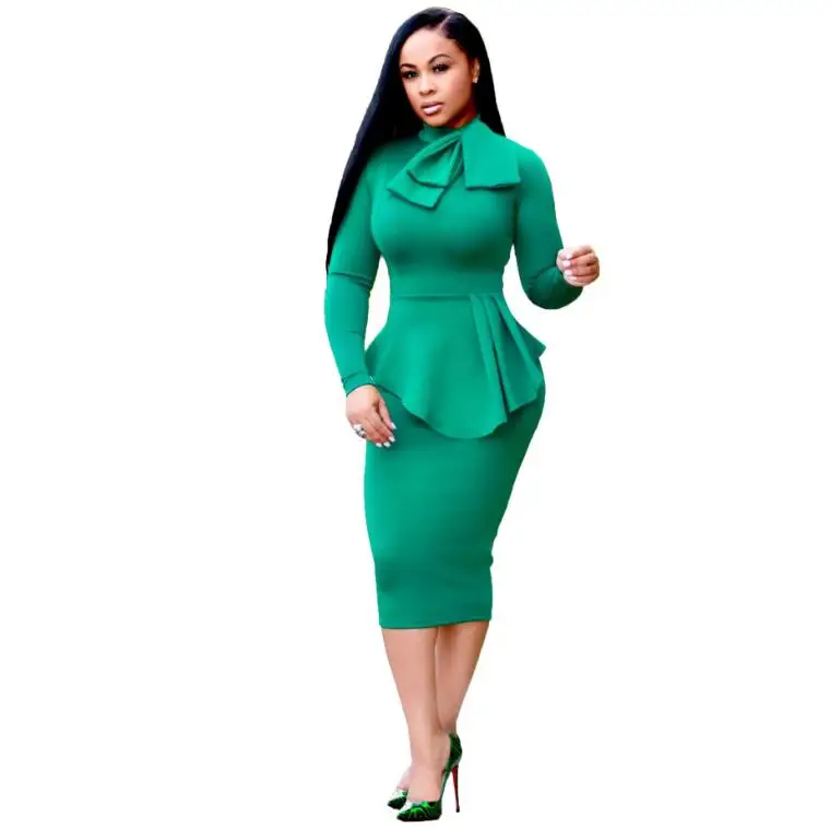 high neck long sleeve midi dresses