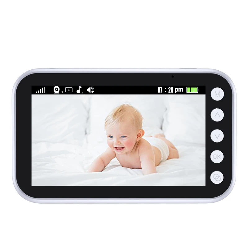 PTZ Smart Camera Baby Monitor With 1080P HD Long Range Remote Musical Night Vision 5inch Monitoring Baby Camera