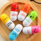 Pen Tablet Pen Cute Face Pill Ball Point Vitamin Capsule Ball Play Pen Stationery Capsule Shape Pen