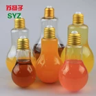 Pet Juice Bottle Juicepetjuice 500ml Plastic Bottle Beverage 200ml/300ml/400ml/500ml PET Clear Plastic Beverage Milk Juice Tea Transparent Bottle Lamp Bulb Shape
