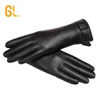 Black Sheep Leather Black Wholesale OEM Service Women's Black Genuine Sheep Leather Driving Gloves
