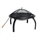 SEJR 22 Inch Black Fire Pit Outdoor Steel Fire Basket 56X56X42cm