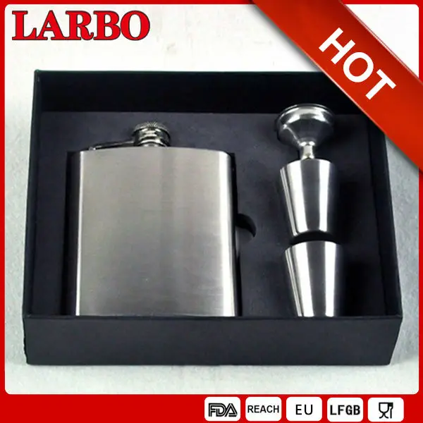 6oz jagermeister silver stainless steel diy hip flask gift set
