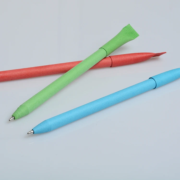 Custom Logo Promotional Eco Kraft Paper Pen with Cap with Rolling Paper