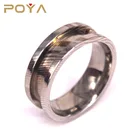 Band POYA Jewelry 8mm Blank Damascus Steel Ring For Inlay High Polished Unisex Wedding Band