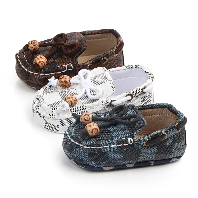 New Classic Vintage Plaid Toddler Shoes with Bow Non-slip Soft Soled Baby Walking Shoes supplier