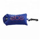 Blue Small Bag Shopping Polyester Bag Customized Attached Pouch Reusable Blue Small Pocket Tote Foldable Polyester Shopping Bag