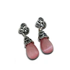 Silver Drop Earring Silver Earring Manufacturer Best Seller Vintage Style Wholesale Silver Pink Stone Drop Earring