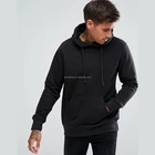 Cotton Blank Black Hoodies Custom 100% Cotton Pullover Drawstring Blank Black Hoodies Men