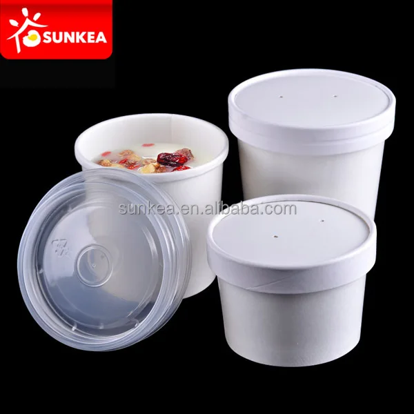 Customized printing PE coated paper soup cup with lids