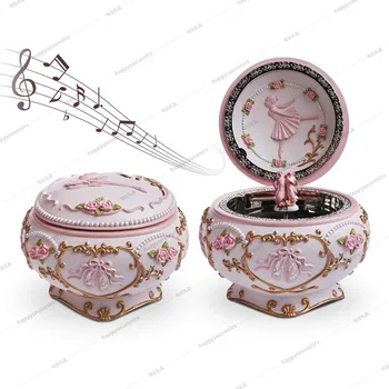Custom Pink Jewelry Boxes For Girls Hand Made Ballerina Music Box and jewelry boxes