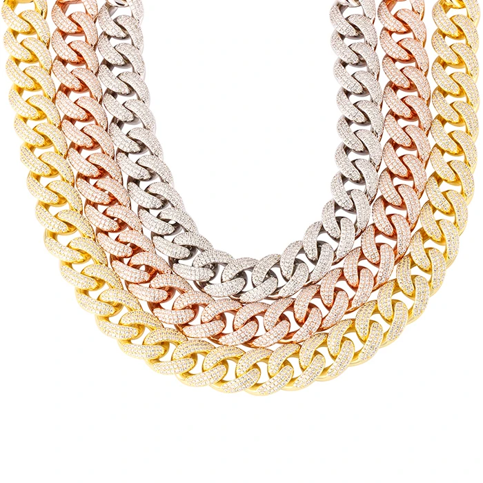 18mm 14k Gold Cz Cuban Link Chain Solid 