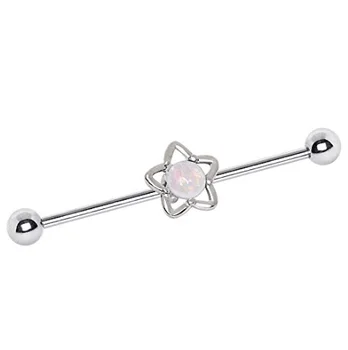 White Opal Star Industrial Barbell