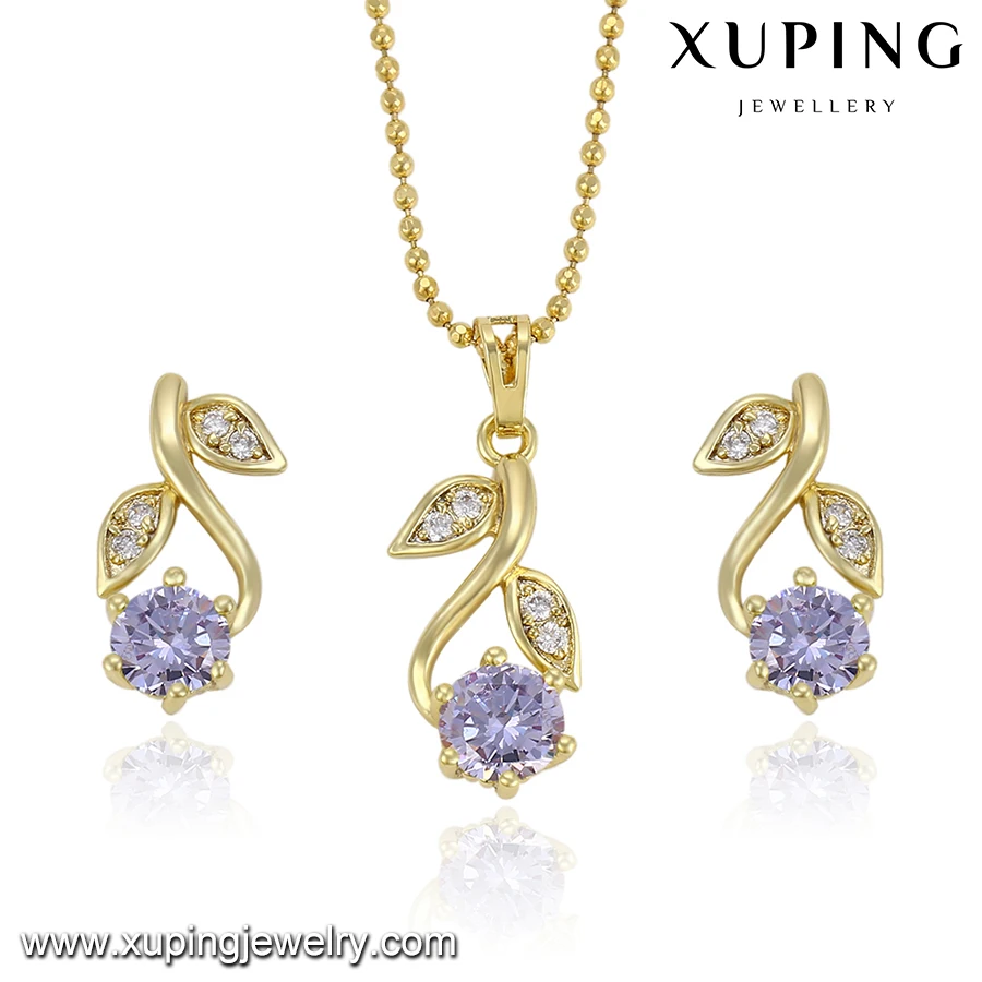 63836 China Xuping Manufacture ladies jewellery, Fashion jewellery sets, Wholesale 14k gold plated jewelry set