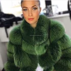 Fur Coat Fur Fur Coat Winter Custom Hand Made Elegant Lady Fur Jacket Emerald Green Fox Fur Coat