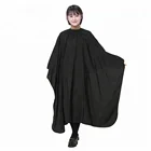 Cape Salon Supplies Hairdressing Water Proof Cape Polyester All Black Customized Private Label Barber Cape