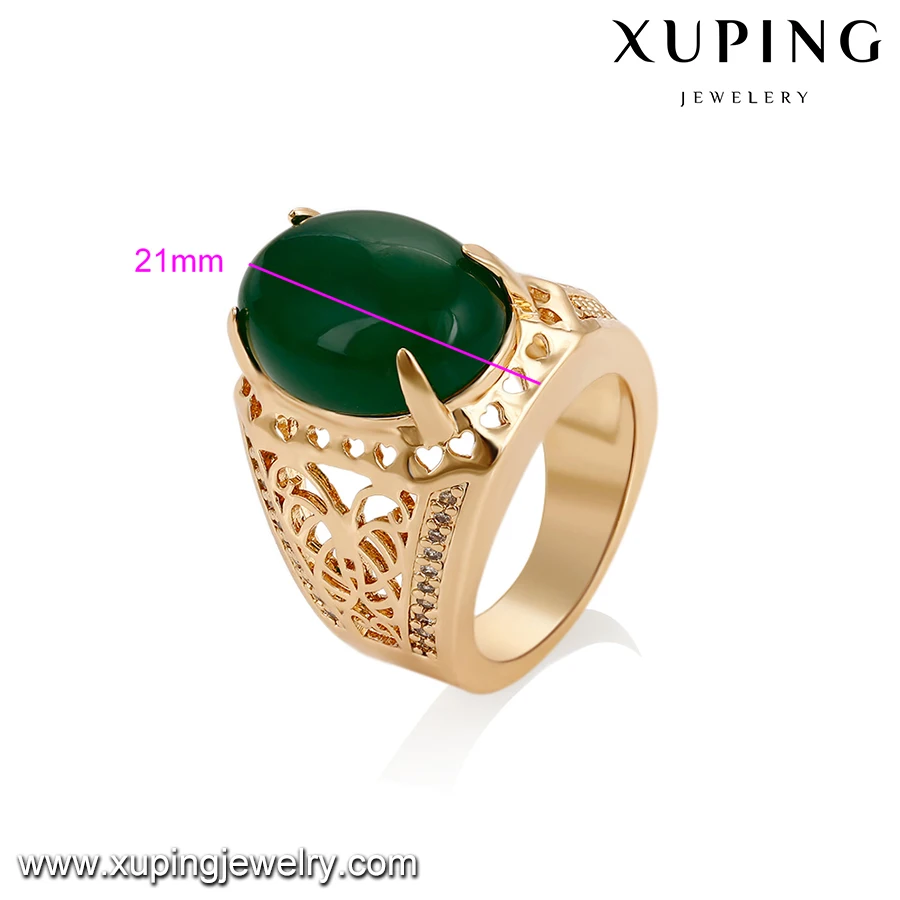 14731 Xuping 2017 new fashion gemstone jewelry, bright in color Turkish Jade 18k gold engagement ring