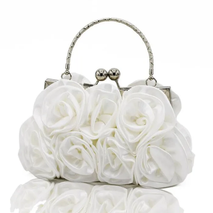 Flower Clutch Bag Evening Purse Handbag Wallet Wedding Formal Elegant Womens 