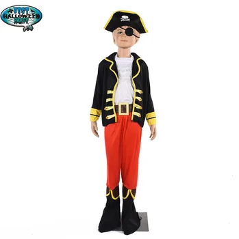 Boys Pirate Captain Jack Sparrow Buccaneer Costume Kids Pretend Play Pirate Fancy Carnival Costume