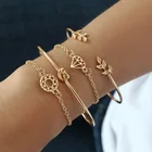 Vintage Diamond Bracelet Vintage Leaf Knotted Hollow Diamond Lady Bracelet 4pcs/set Bracelet Set