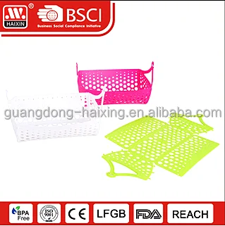 Unique DIY food grade foldable plastic basket collapsible insulated picnic basket