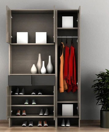 Hallway modern luxury wooden shoes design with melamine storage shoe cabinet furniture with mirror