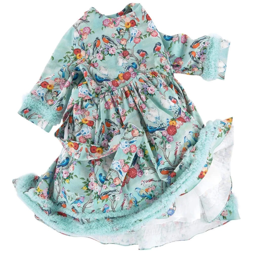 Girls' cotton floral dress summer characteristic design dress