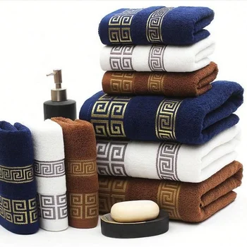Hot salewhite combed cotton water pattern pure 100% egyptian cotton luxury bath hand face hotel towels
