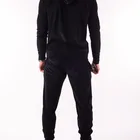 Black Hoodie Gym Hoodie Men Black 80% Cotton 20% Polyester Velour Tracksuit Top Full Zip Up Gym Hoodie Custom Mens Tracksuit