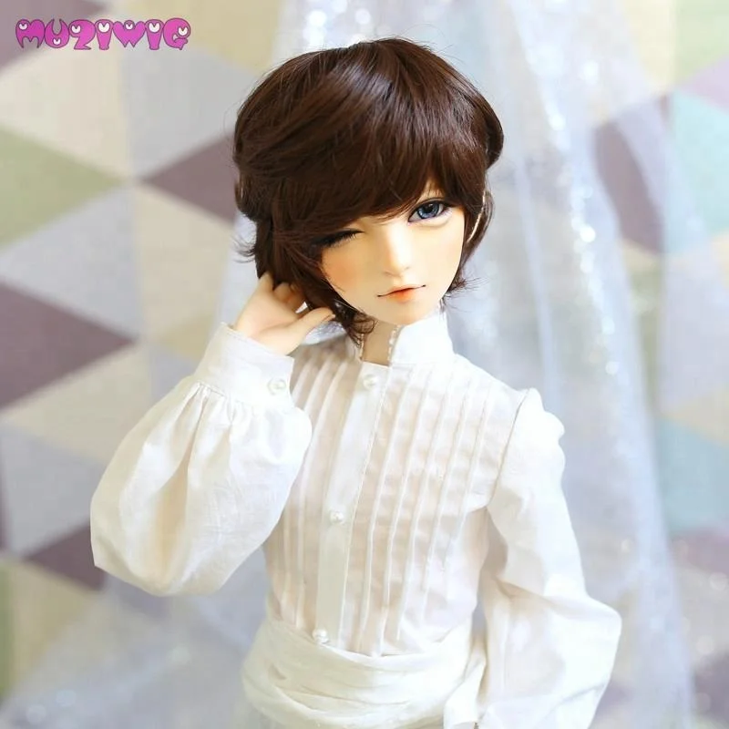 Heat Resistant Synthetic Fiber Dark Brown Boy Style Handsome Short Doll Wig  Hair For Sd 1/3 1/4 1/6 Bjd Dolls - Buy Short Dark Brown Cosplay Hair  Wig,Wig Hair For Bjd 1/3