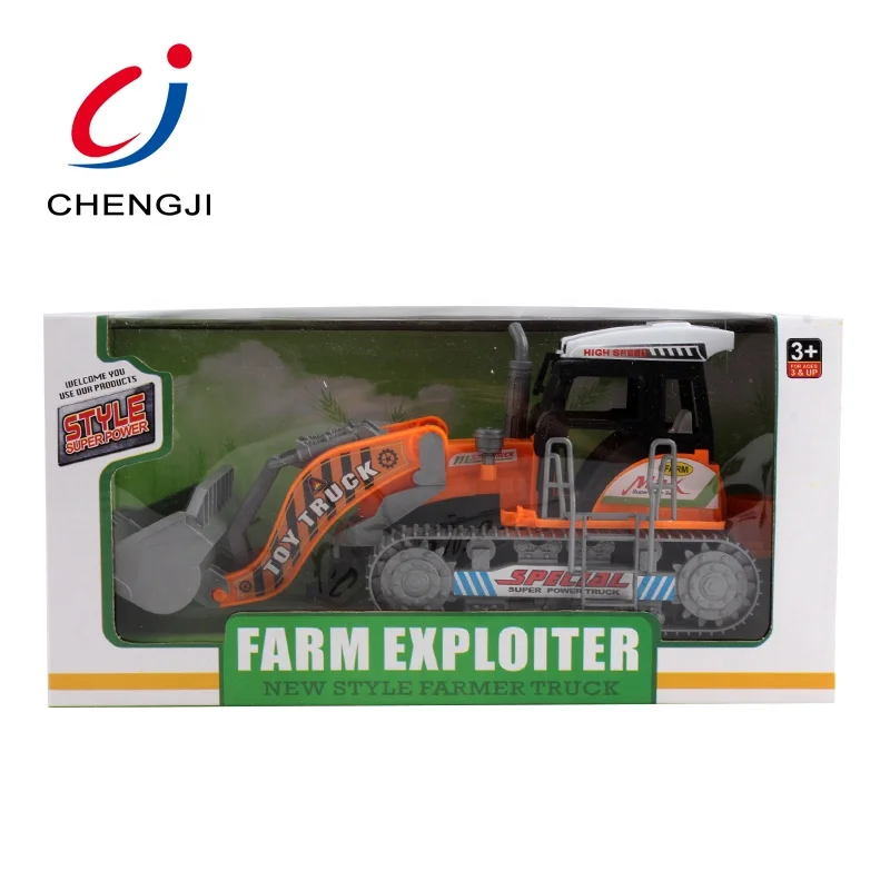 Chengji Hot sale cool design inertial engineering tractor construction truck farm excavator truck friction toys for kids