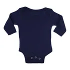Baby Blue Baby Onesie Wholesale Organic Cotton Boutique Baby Outfit Long Sleeve Navy Blue Baby Onesie