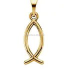 Customized Real 14k rose gold Fish Jesus Pendant Necklace