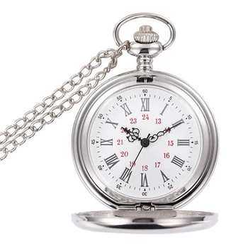 New Arrival Silver black gold Smooth Quartz Pocket Watch With long Chain Best Gift To Men Women