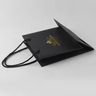 Gift Bag Small Gift Paper Bags Custom Small Fancy Jewelry Black Paper Gift Bag With Gold Logo Print