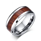 Ring 100% Men's Wedding Ring Retro Wood Grain Design Fashion Party Gift 100% Real Tungsten Carbide Ring