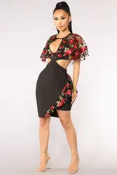 Summer Party Or Club Design Ladies Lace Cut-Out Bust Midi Sexy Hot Night Dress