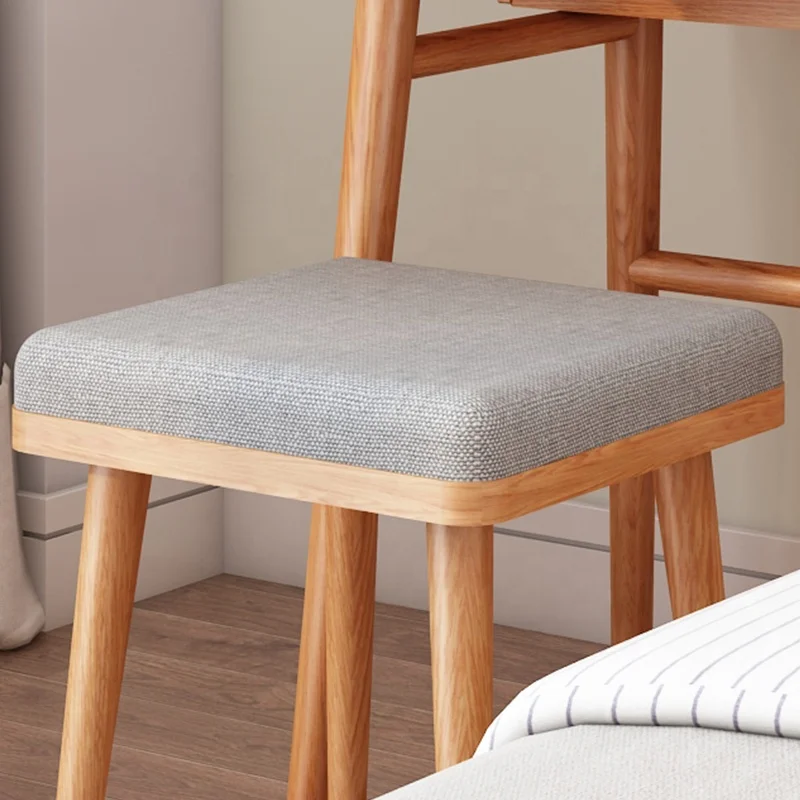 Minimalist Modern Home Furniture Fabric Wooden Dressing Chair Vanity Stools