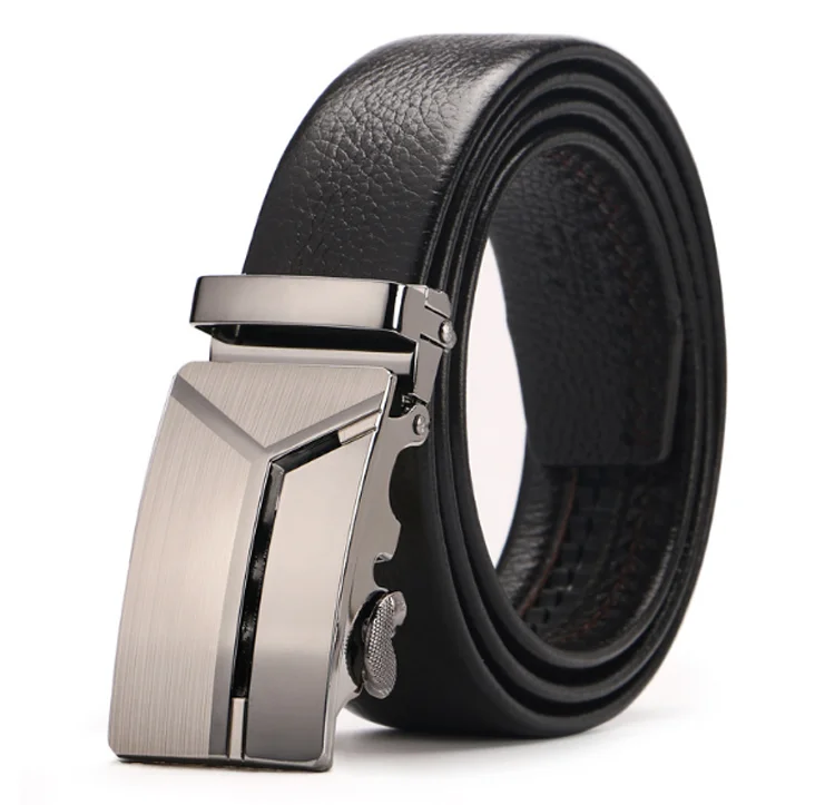 Mens Belt Leather Automatic Alloy Buckle Ratchet Belt