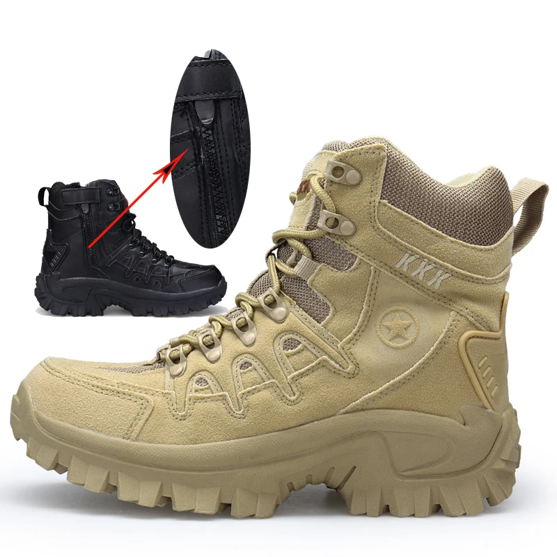 New Men's Boots Military Tactical Combat Army Desert Boots Outdoor Hiking Shoes 