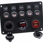 Led Toggle Led Toggle Switch 2 USB Socket Charger 4.2A Red LED Voltmeter 12-24V Power Outlet 5 Gang ON-OFF Toggle Switch Multi-Functions Panel