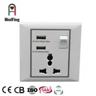 Plastic Switch Switch Plug ABS PC Plastic Copper 13A 250V 2 Usb Wall Outlet Receptacle Switch Plug
